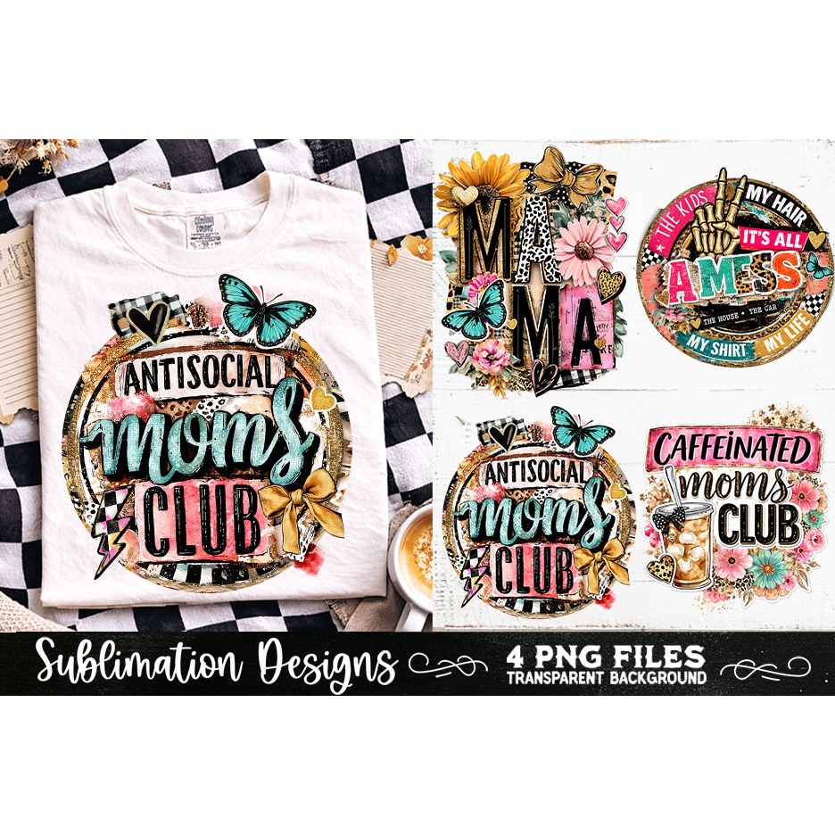 Trendy Mama PNG , Retro Collage Mama 4 Designs Sublimation (14) 2