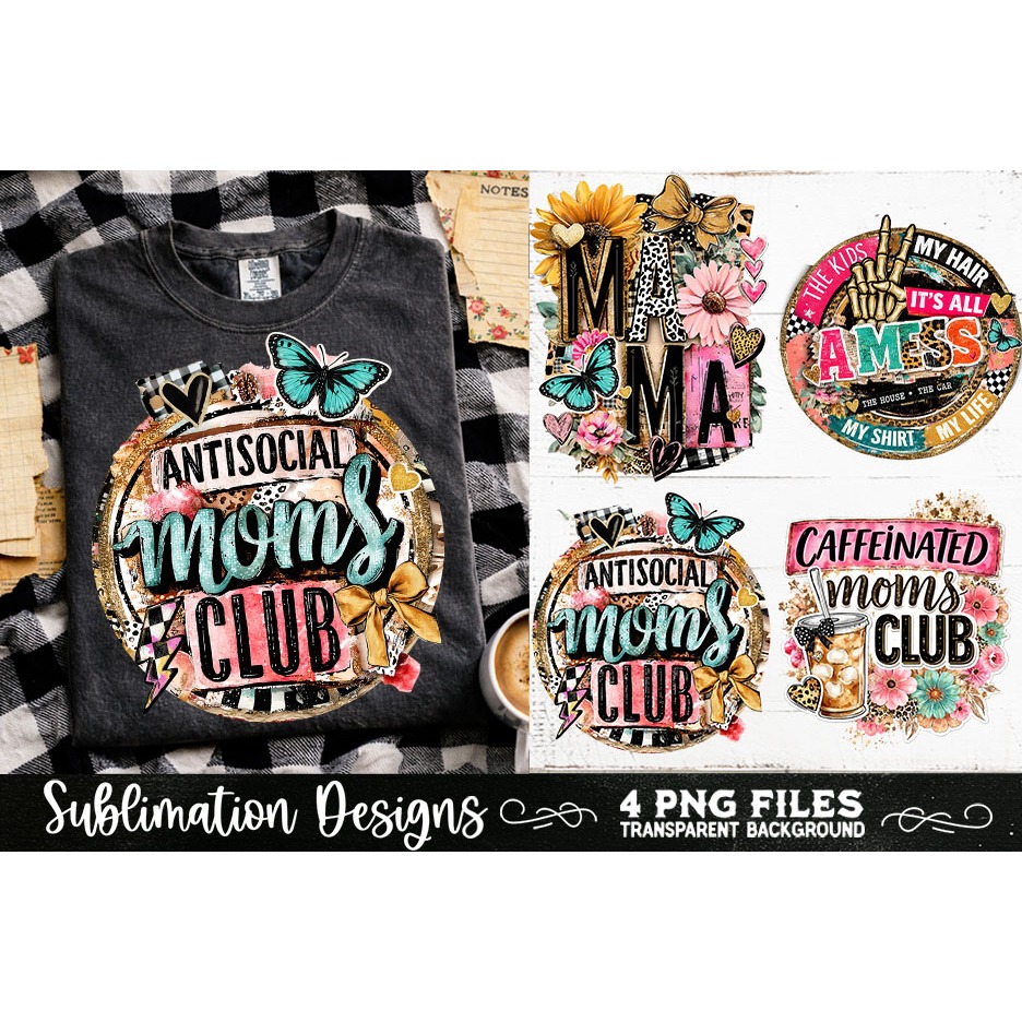 Trendy Mama PNG , Retro Collage Mama 4 Designs Sublimation (14) 3