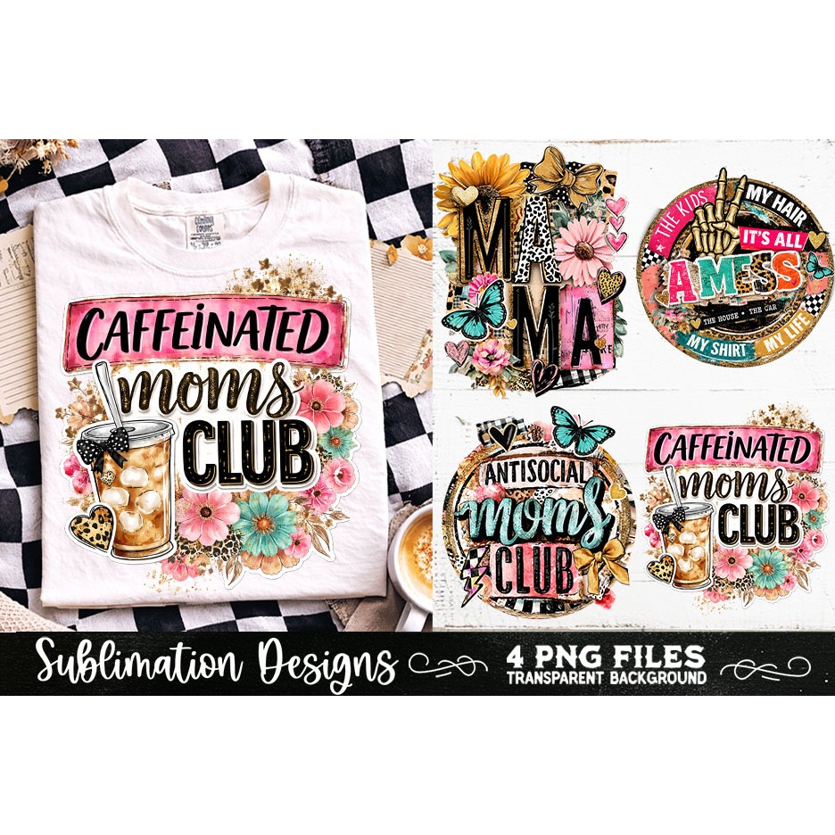 Trendy Mama PNG , Retro Collage Mama 4 Designs Sublimation (14) 4