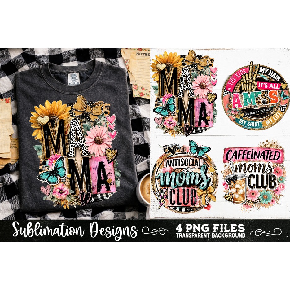 Trendy Mama PNG , Retro Collage Mama 4 Designs Sublimation (14) 5