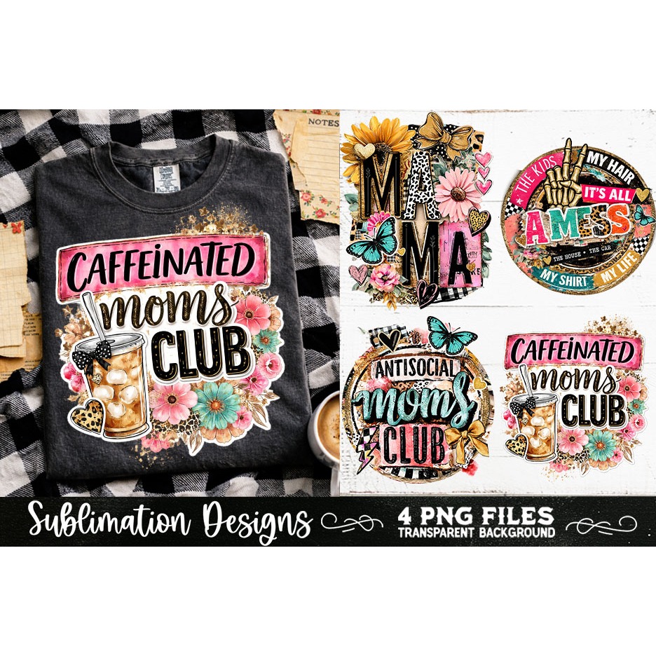 Trendy Mama PNG , Retro Collage Mama 4 Designs Sublimation (14) 6