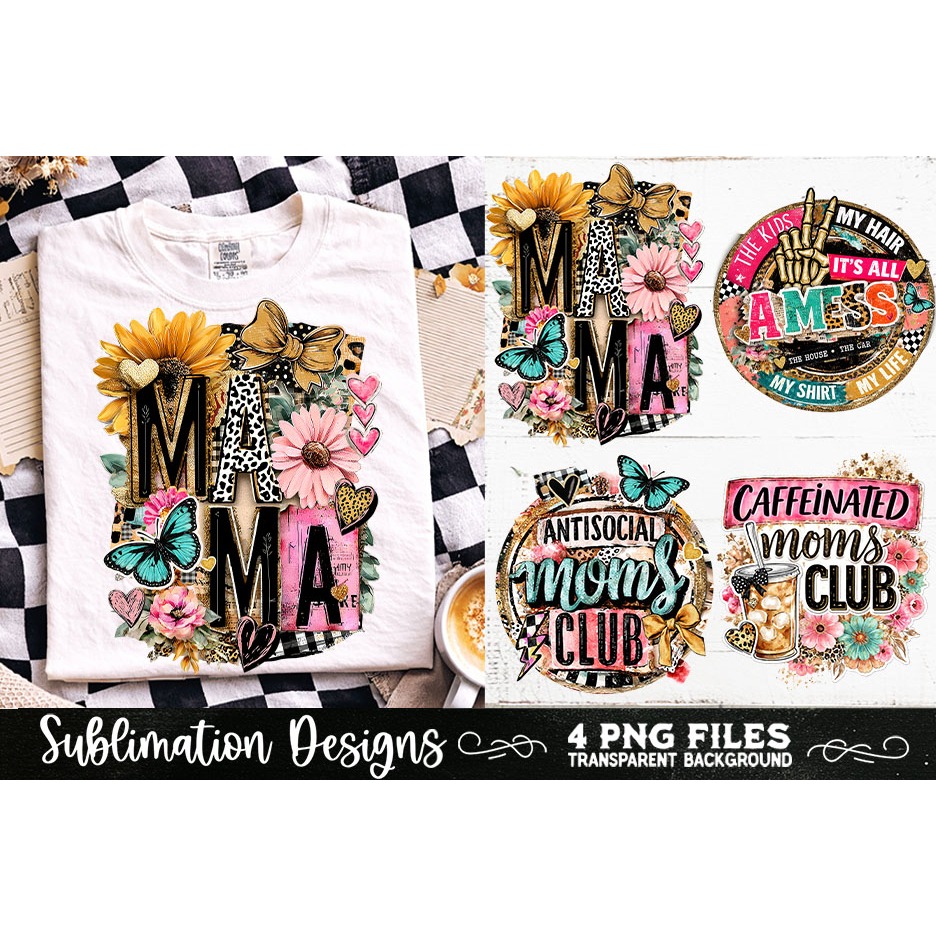 Trendy Mama PNG , Retro Collage Mama 4 Designs Sublimation (14) 7