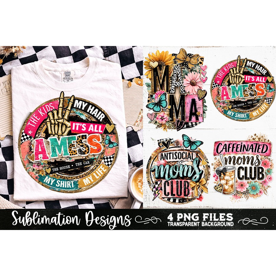 Trendy Mama PNG , Retro Collage Mama 4 Designs Sublimation (14) 8