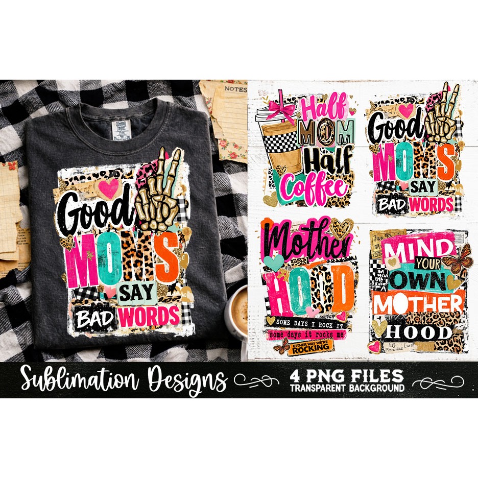Trendy Mama PNG , Retro Collage Mama 4 Designs Sublimation (15)