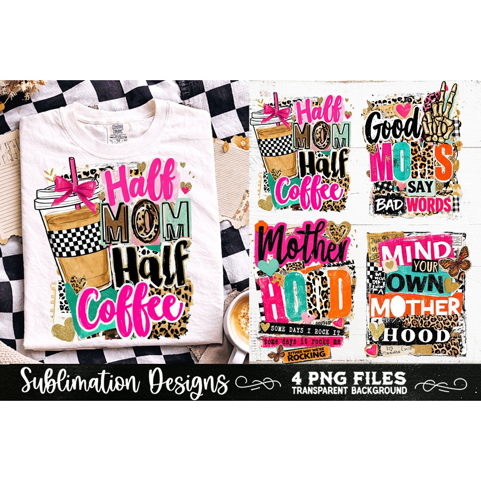Trendy Mama PNG , Retro Collage Mama 4 Designs Sublimation (15) 2