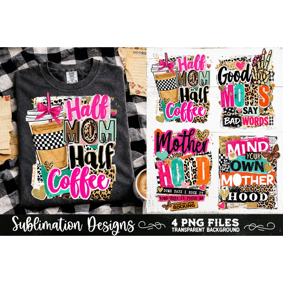 Trendy Mama PNG , Retro Collage Mama 4 Designs Sublimation (15) 3