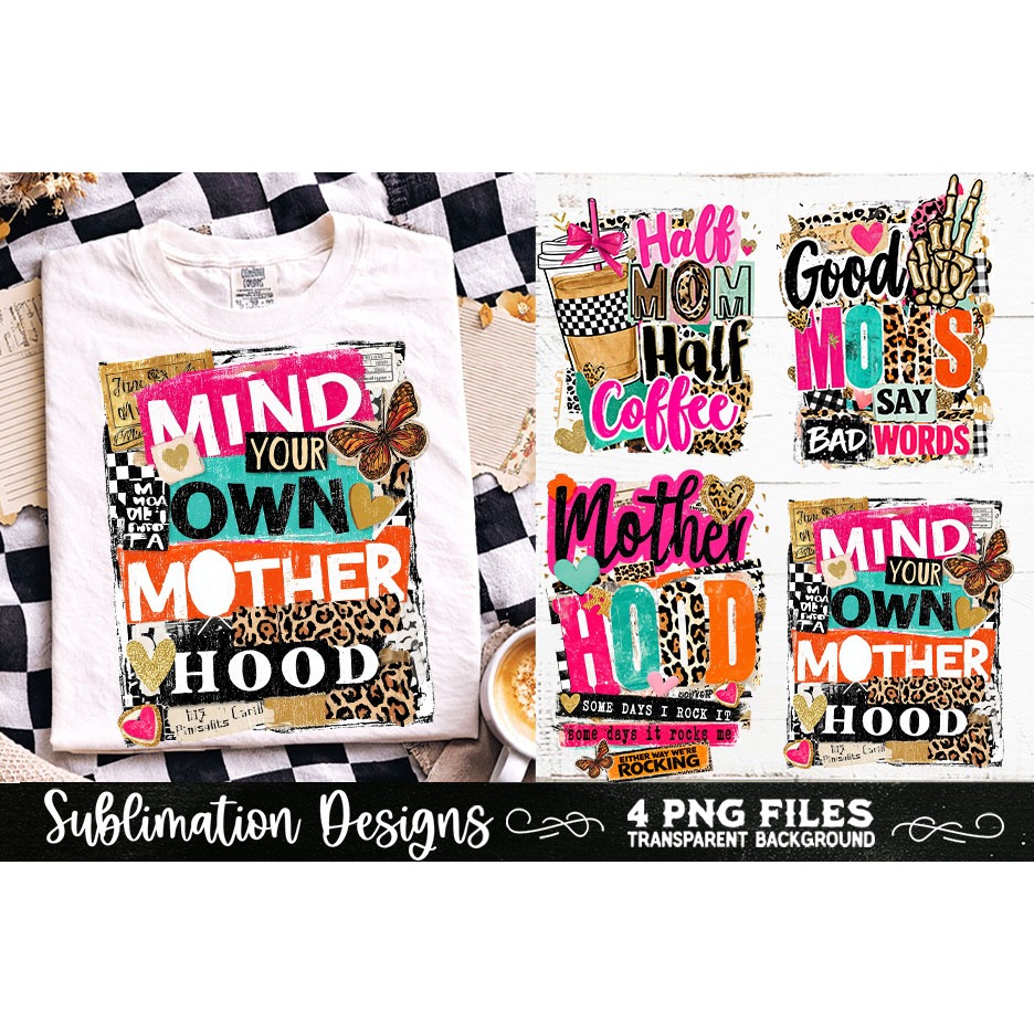 Trendy Mama PNG , Retro Collage Mama 4 Designs Sublimation (15) 4