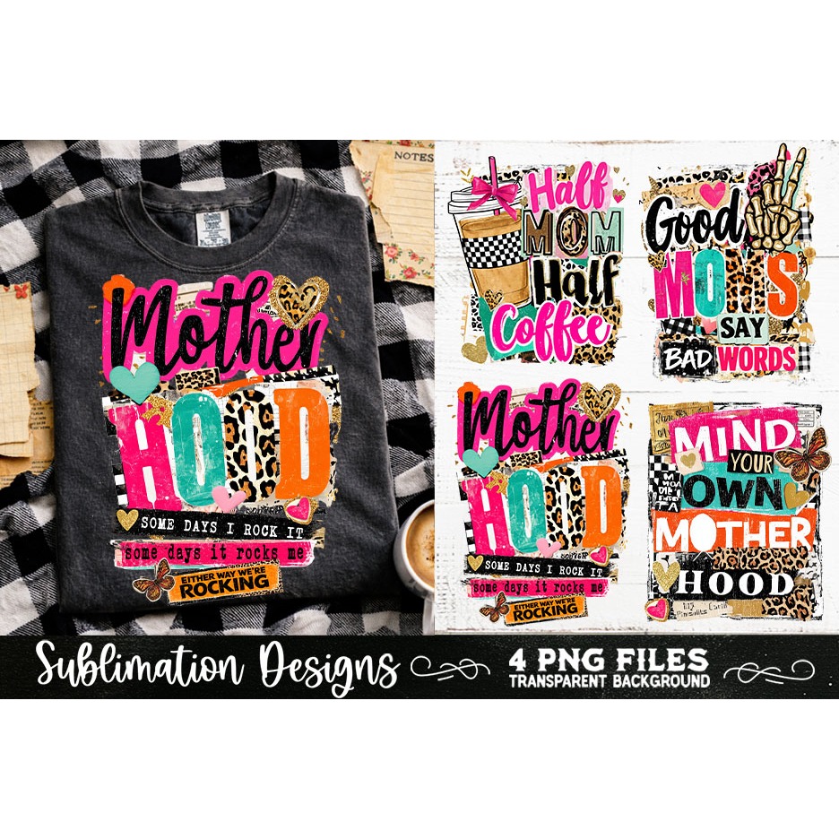 Trendy Mama PNG , Retro Collage Mama 4 Designs Sublimation (15) 5