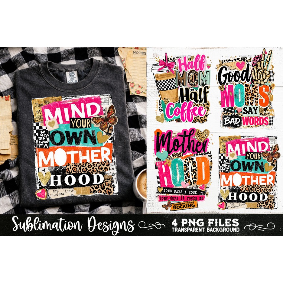 Trendy Mama PNG , Retro Collage Mama 4 Designs Sublimation (15) 6