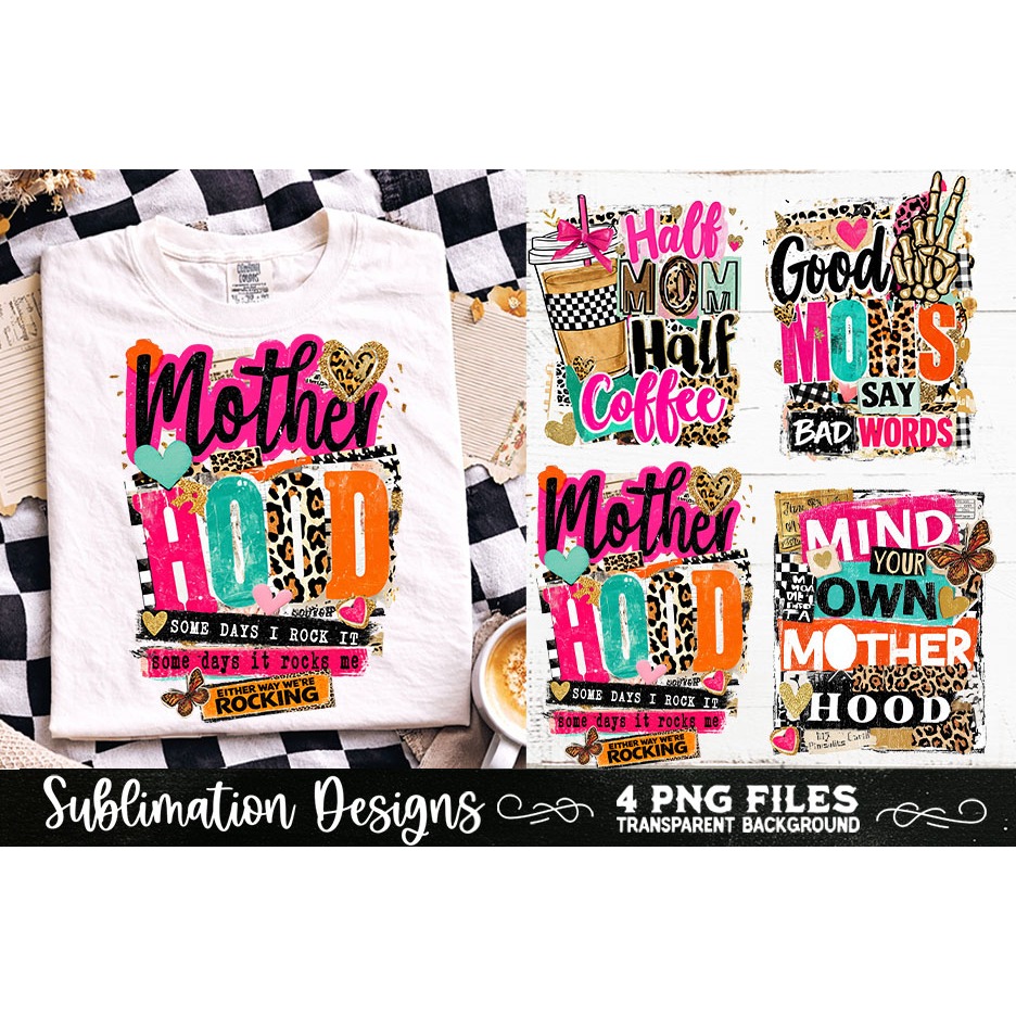 Trendy Mama PNG , Retro Collage Mama 4 Designs Sublimation (15) 8