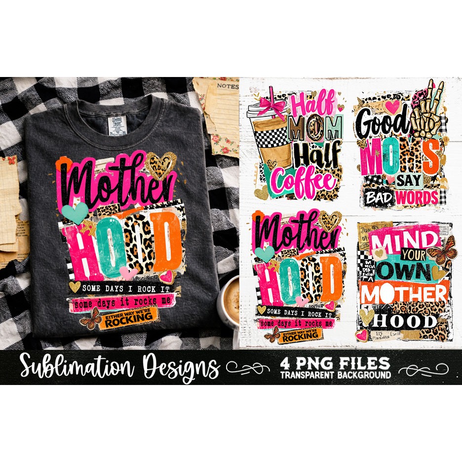 Trendy Mama PNG , Retro Collage Mama 4 Designs Sublimation (15) 9
