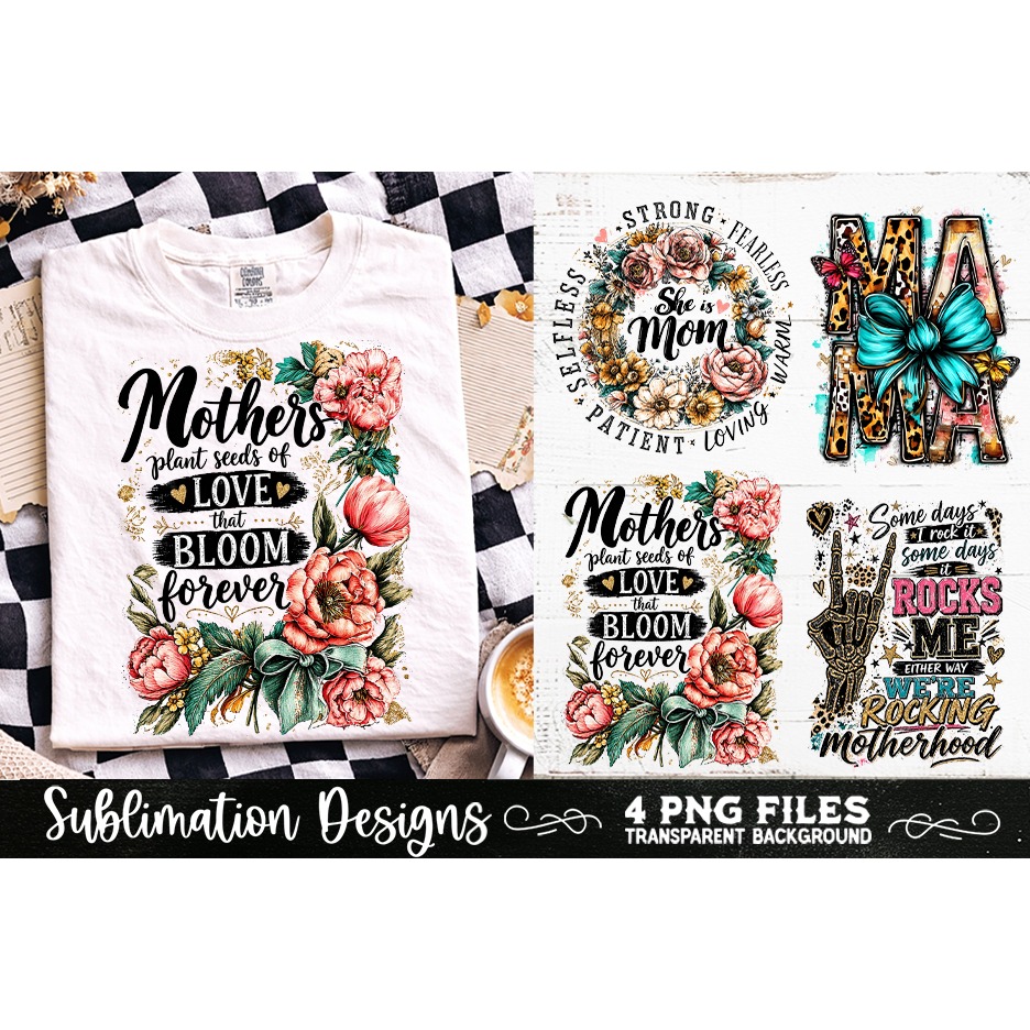 Trendy Mama PNG , Retro Collage Mama 4 Designs Sublimation (2)