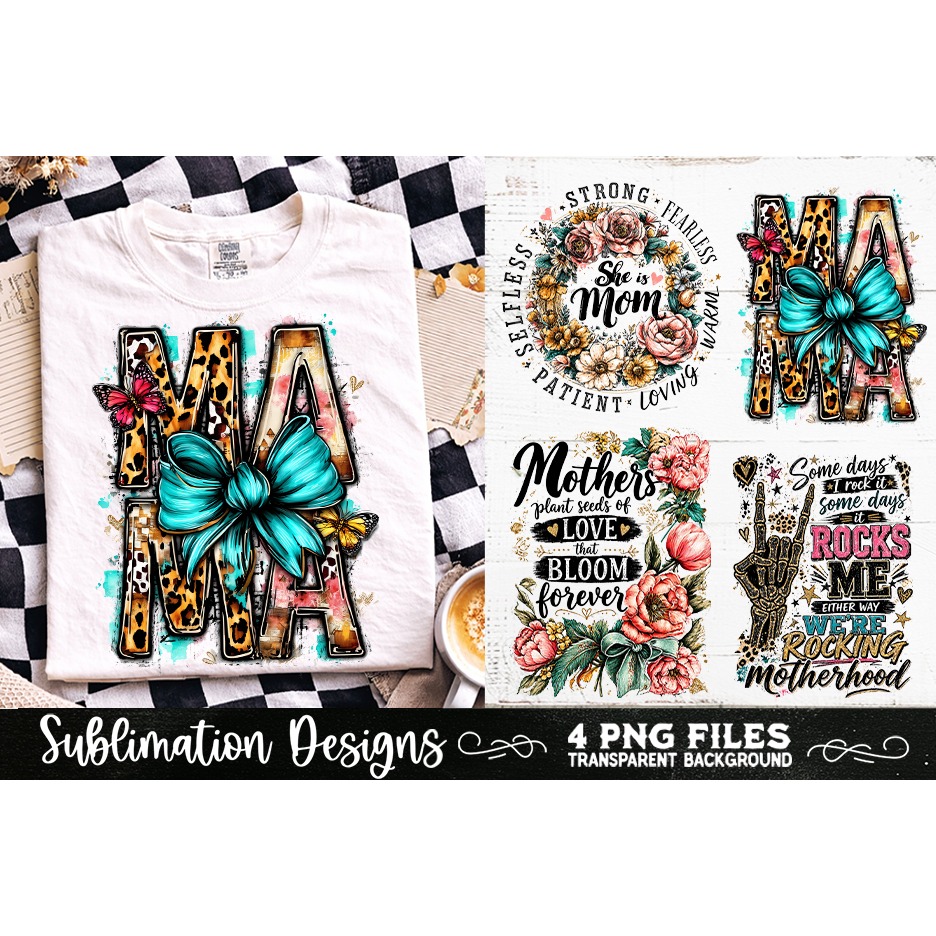 Trendy Mama PNG , Retro Collage Mama 4 Designs Sublimation (2) 2