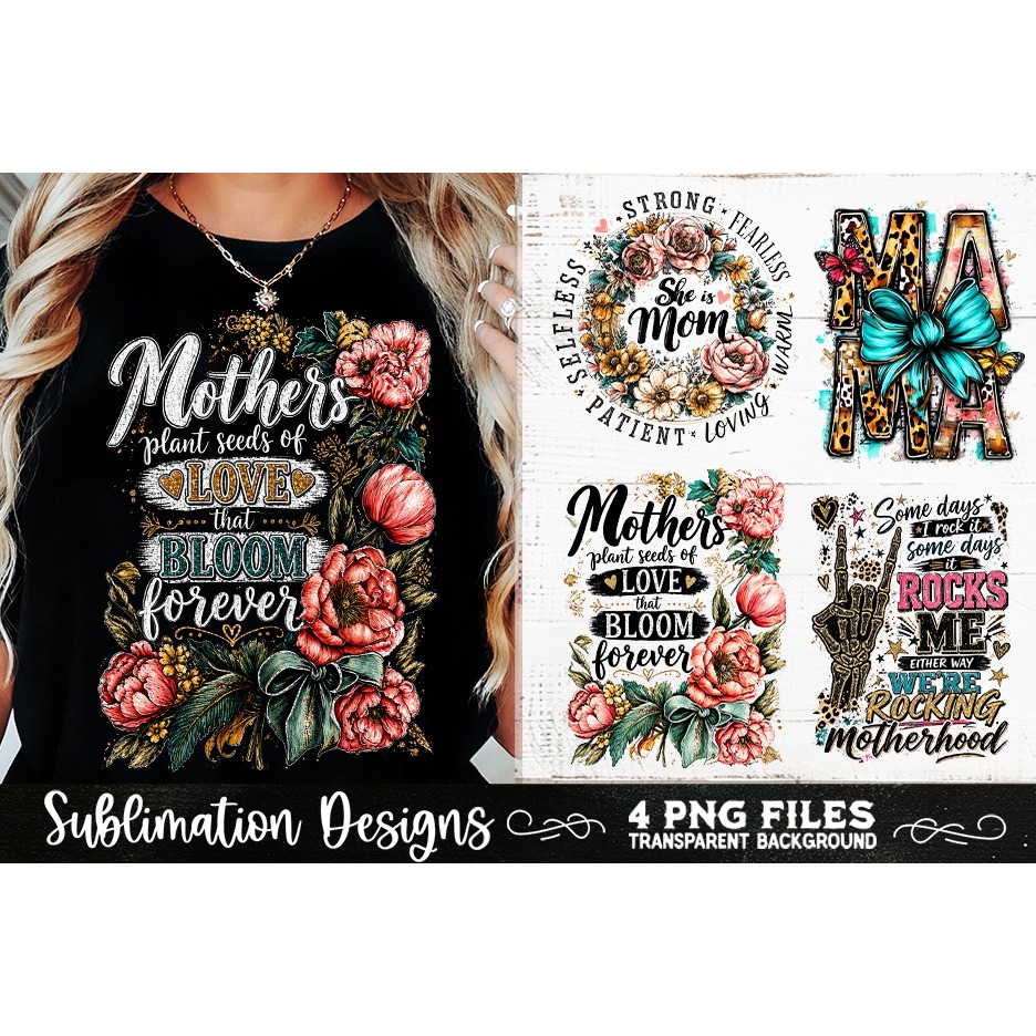 Trendy Mama PNG , Retro Collage Mama 4 Designs Sublimation (2) 3