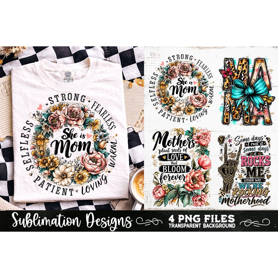 Trendy Mama PNG , Retro Collage Mama 4 Designs Sublimation (2) 4