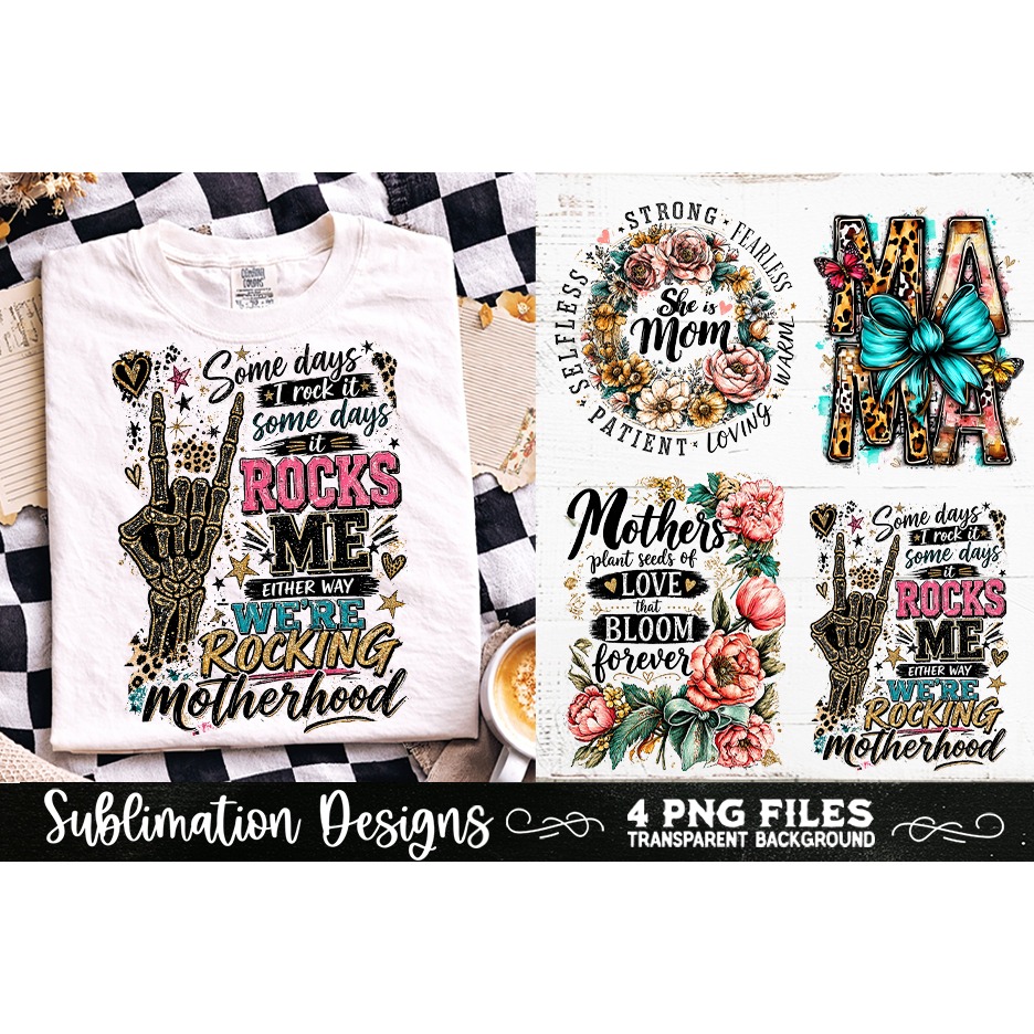 Trendy Mama PNG , Retro Collage Mama 4 Designs Sublimation (2) 5