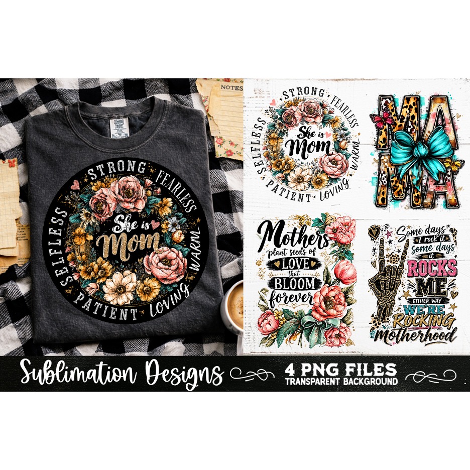 Trendy Mama PNG , Retro Collage Mama 4 Designs Sublimation (2) 8