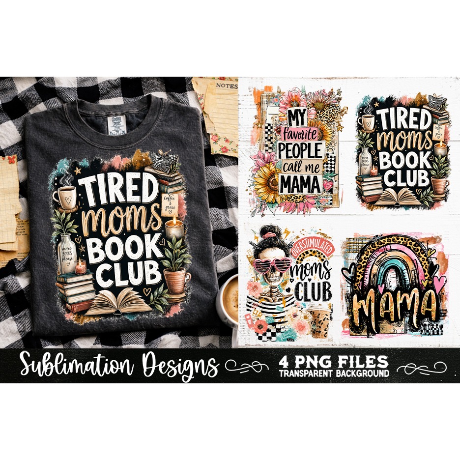 Trendy Mama PNG , Retro Collage Mama 4 Designs Sublimation (3) 2