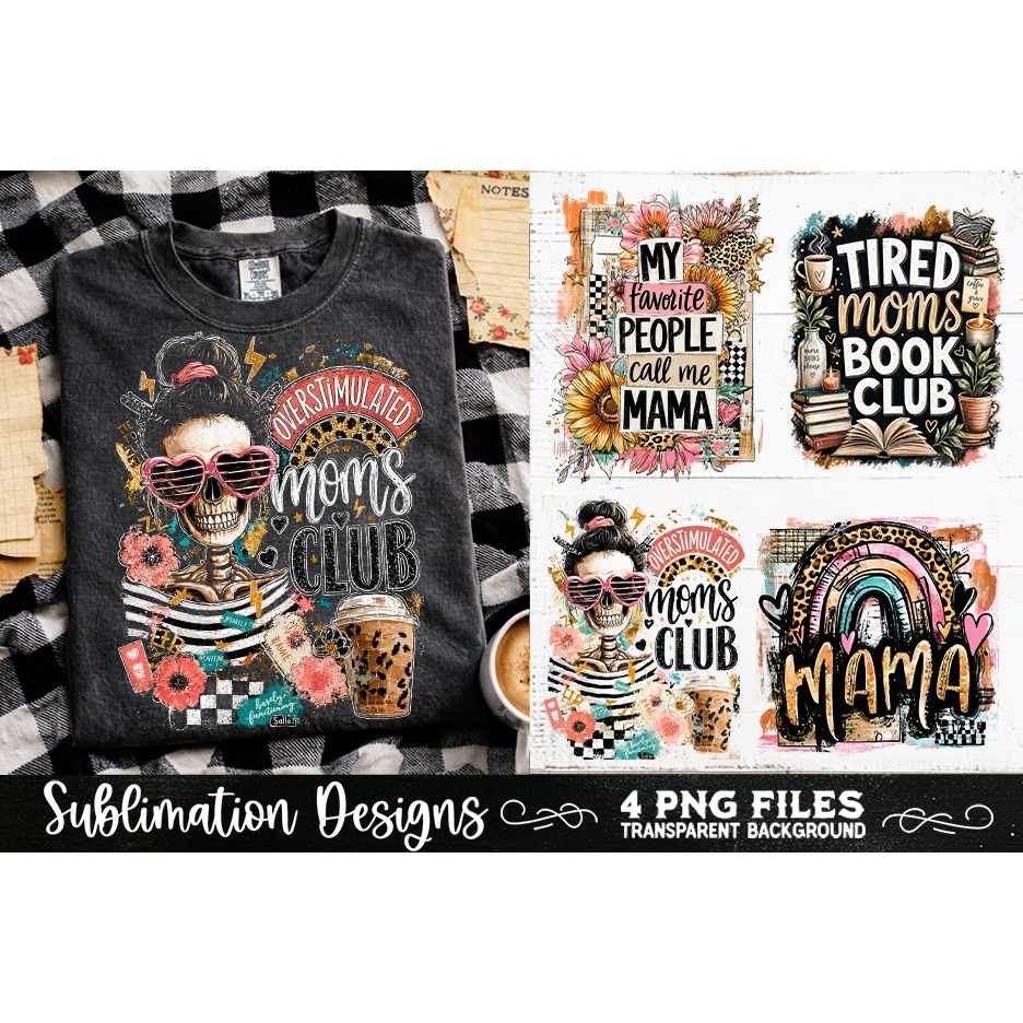 Trendy Mama PNG , Retro Collage Mama 4 Designs Sublimation (3) 4