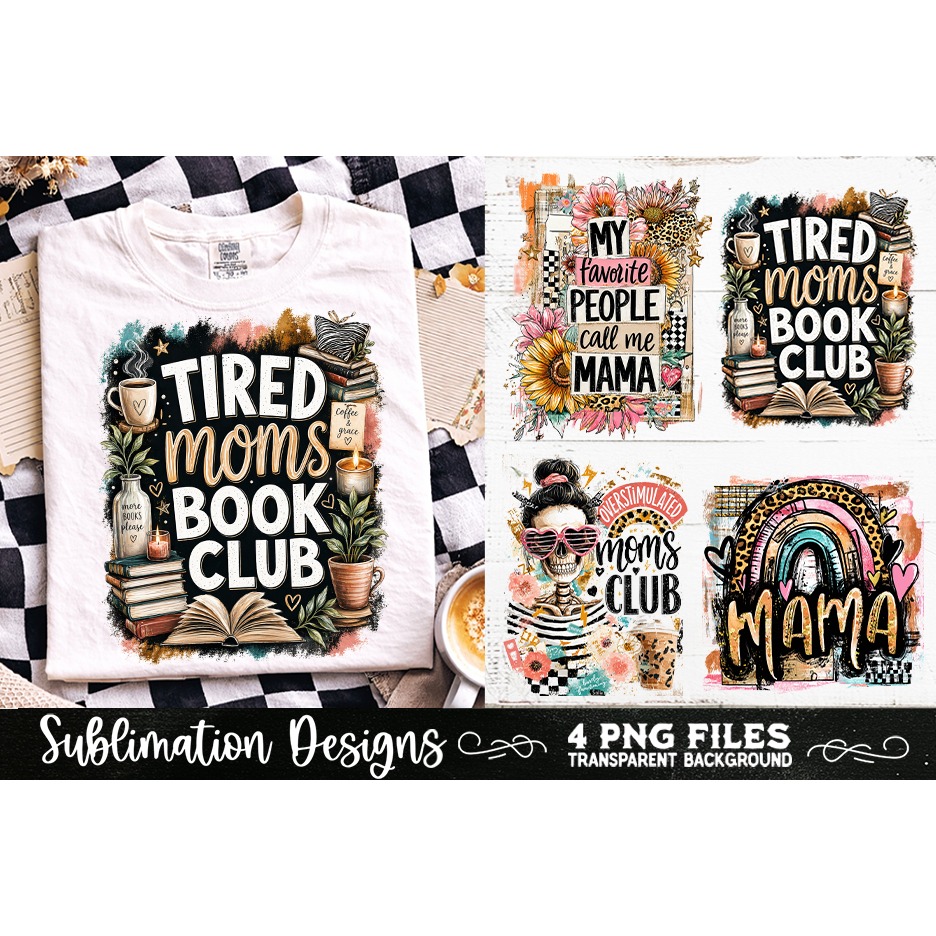 Trendy Mama PNG , Retro Collage Mama 4 Designs Sublimation (3) 5