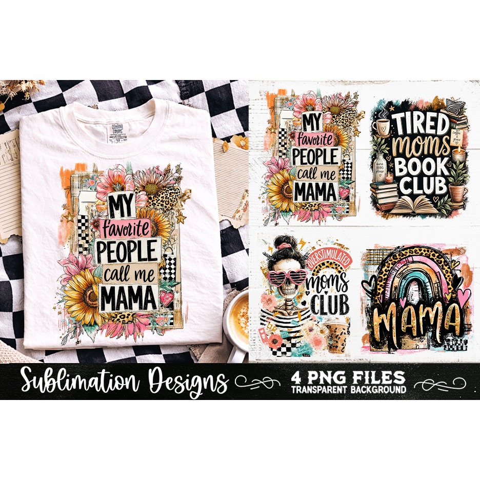 Trendy Mama PNG , Retro Collage Mama 4 Designs Sublimation (3) 6