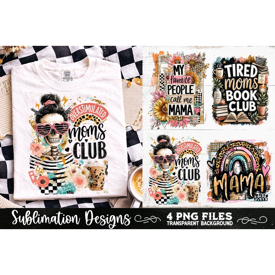 Trendy Mama PNG , Retro Collage Mama 4 Designs Sublimation (3) 7