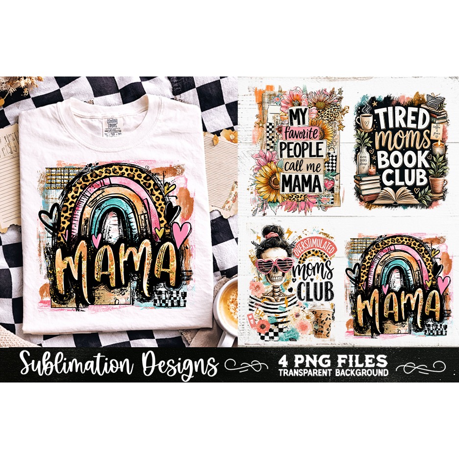 Trendy Mama PNG , Retro Collage Mama 4 Designs Sublimation (3) 8