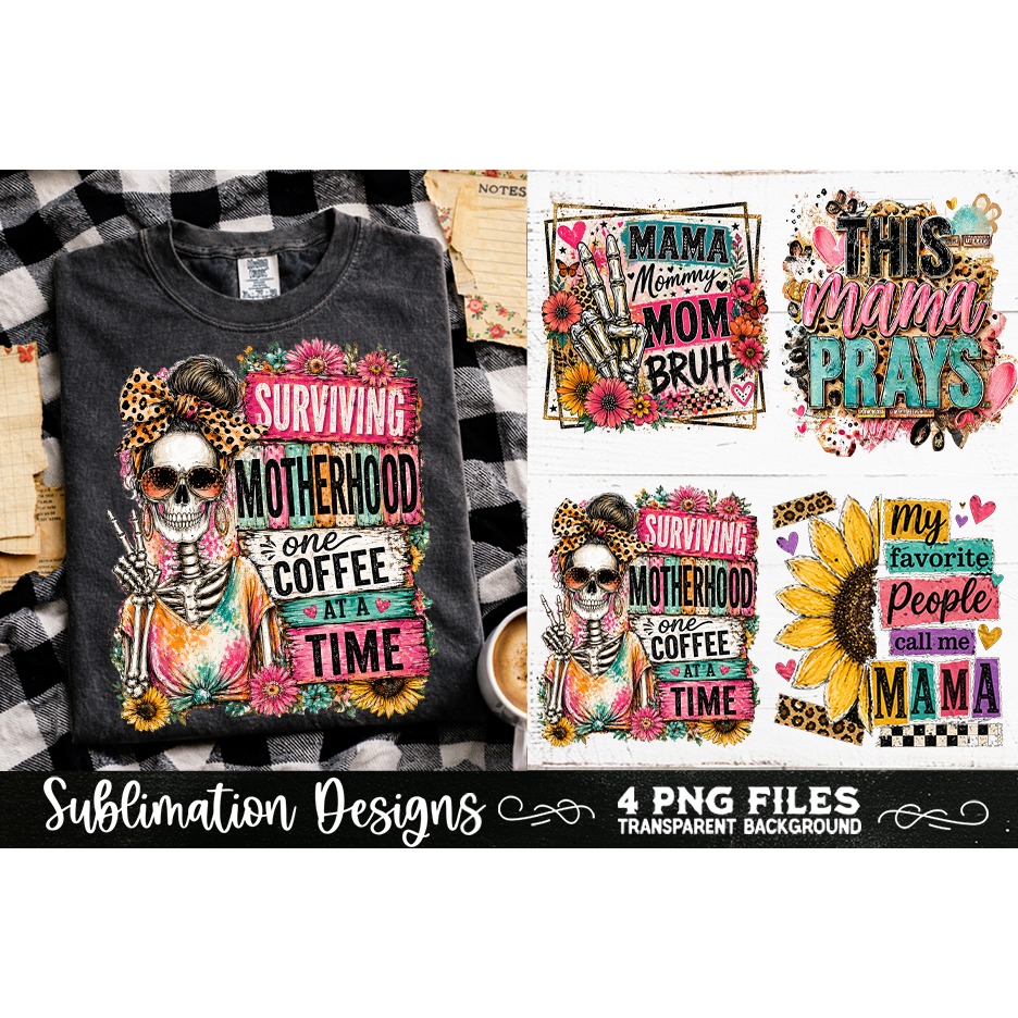 Trendy Mama PNG , Retro Collage Mama 4 Designs Sublimation (4) 3