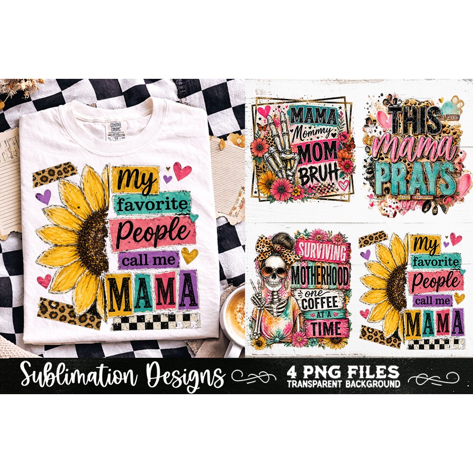 Trendy Mama PNG , Retro Collage Mama 4 Designs Sublimation (4) 6