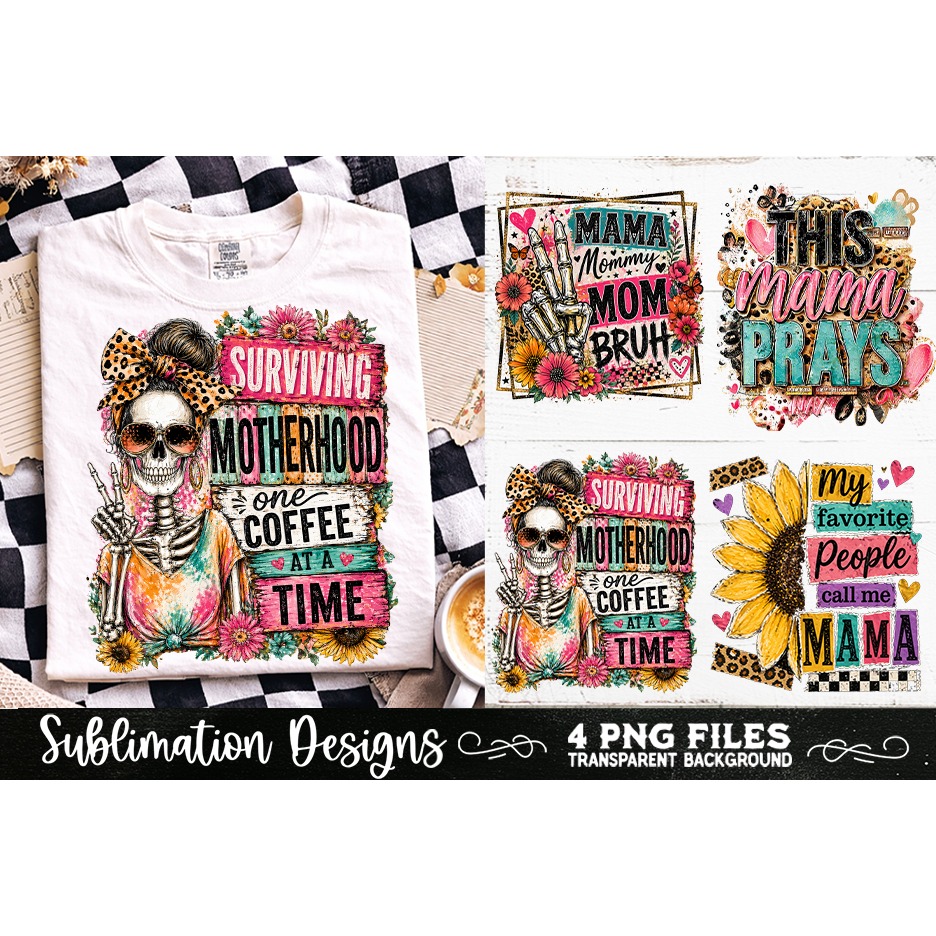Trendy Mama PNG , Retro Collage Mama 4 Designs Sublimation (4) 7