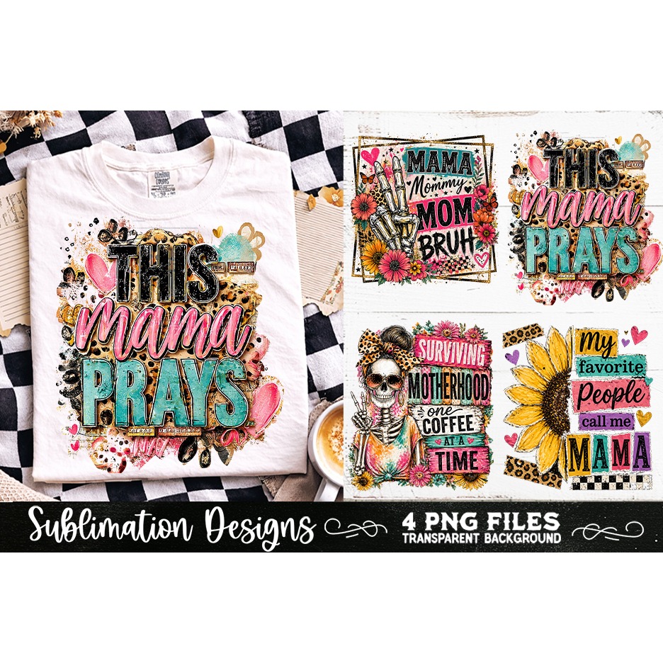Trendy Mama PNG , Retro Collage Mama 4 Designs Sublimation (4) 8