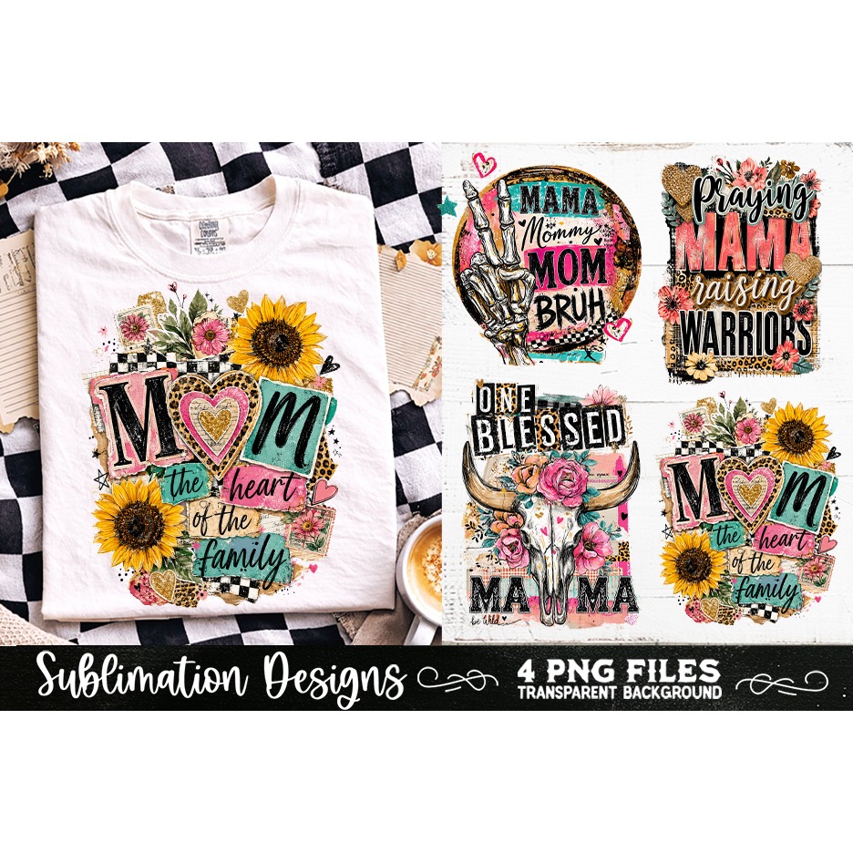 Trendy Mama PNG , Retro Collage Mama 4 Designs Sublimation (5)