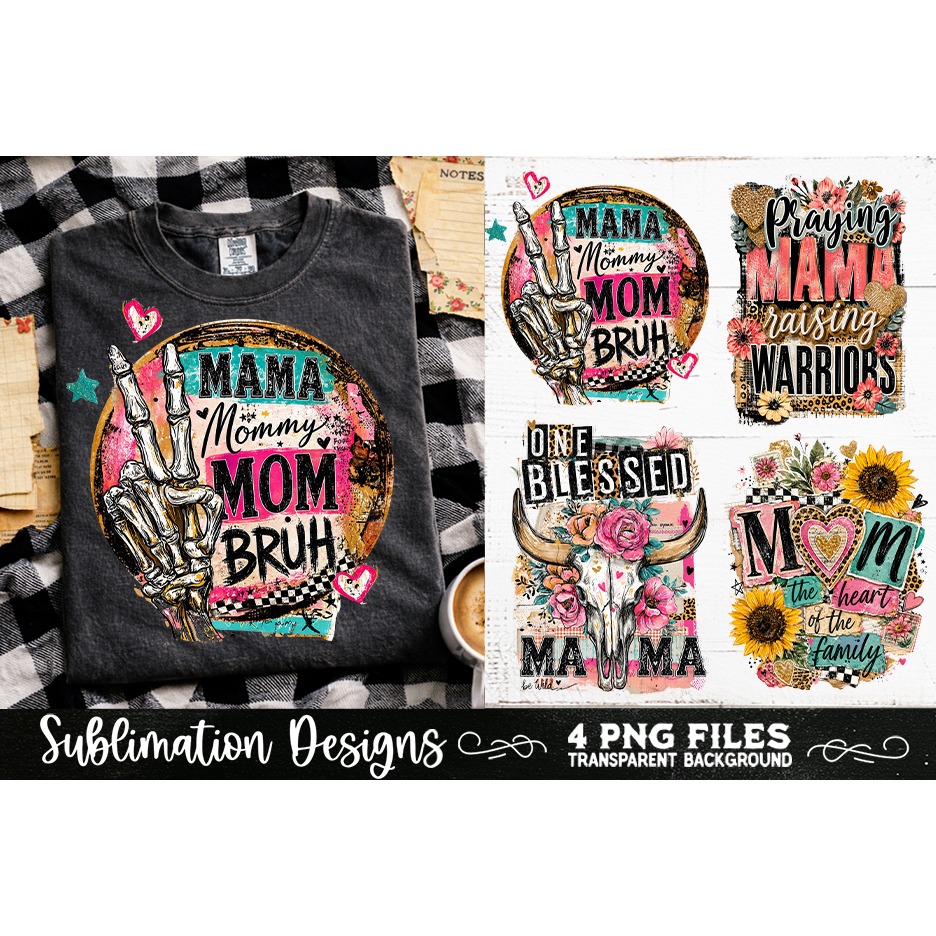 Trendy Mama PNG , Retro Collage Mama 4 Designs Sublimation (5) 2