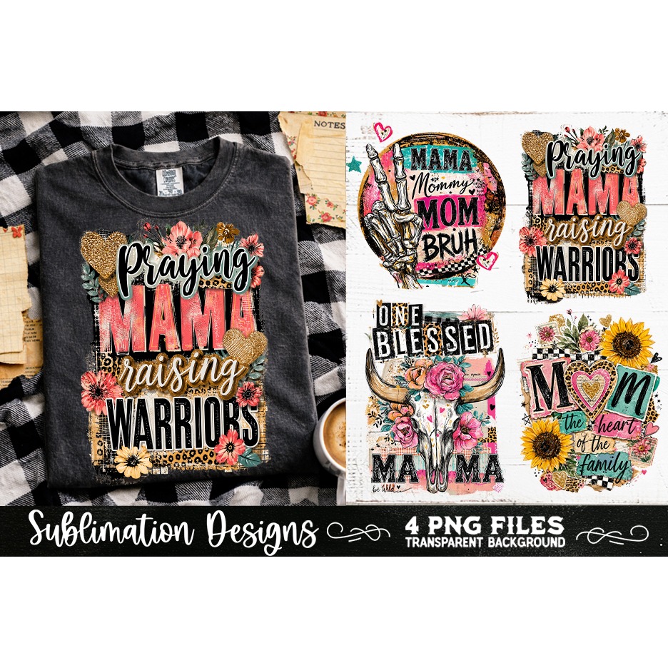 Trendy Mama PNG , Retro Collage Mama 4 Designs Sublimation (5) 3