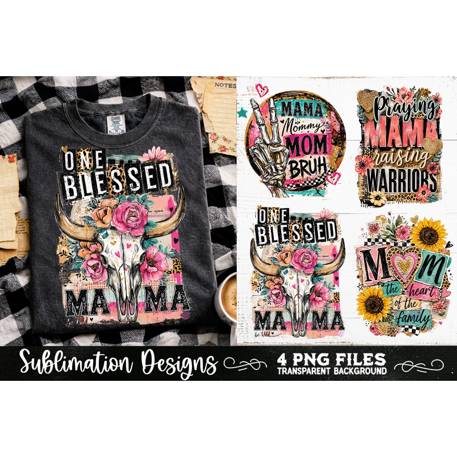Trendy Mama PNG , Retro Collage Mama 4 Designs Sublimation (5) 4