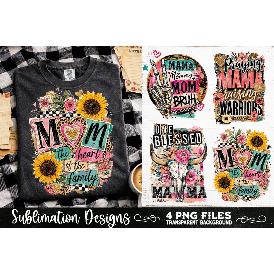 Trendy Mama PNG , Retro Collage Mama 4 Designs Sublimation (5) 5