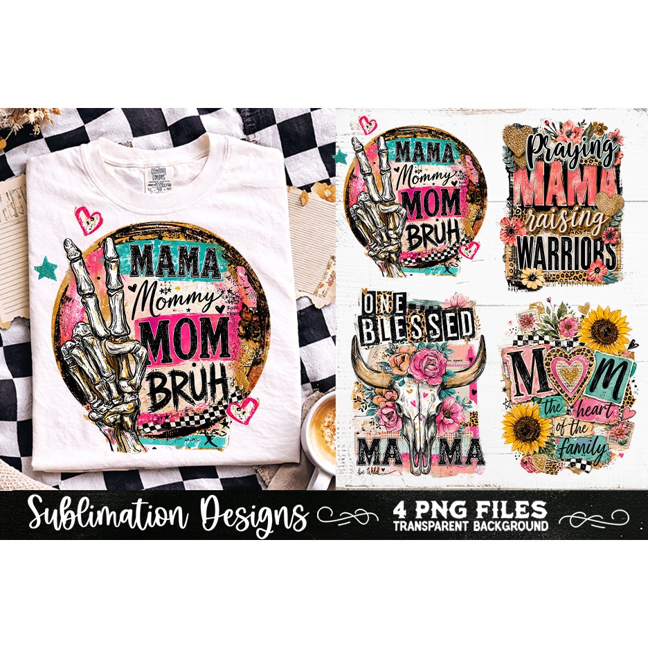 Trendy Mama PNG , Retro Collage Mama 4 Designs Sublimation (5) 6