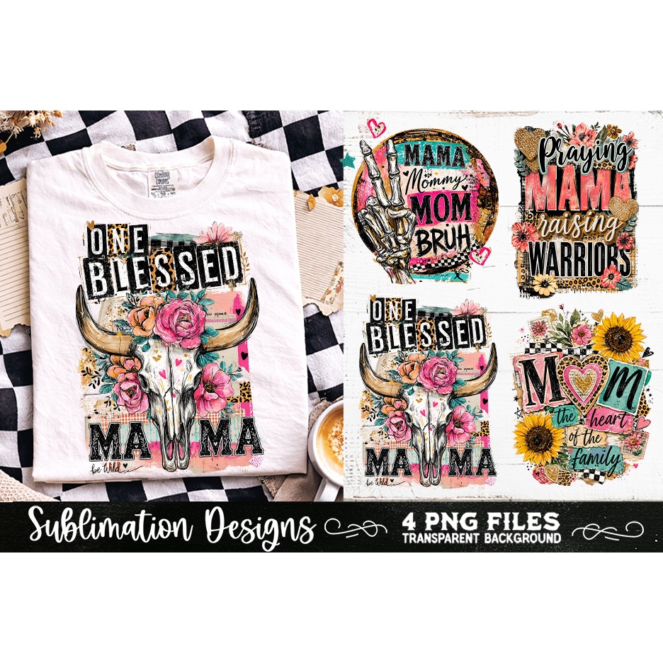 Trendy Mama PNG , Retro Collage Mama 4 Designs Sublimation (5) 7