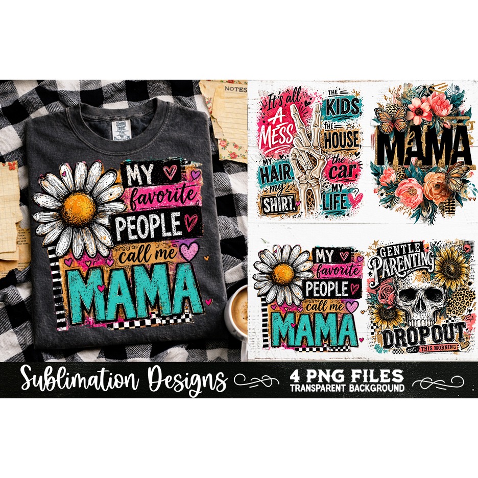 Trendy Mama PNG , Retro Collage Mama 4 Designs Sublimation (6) 3