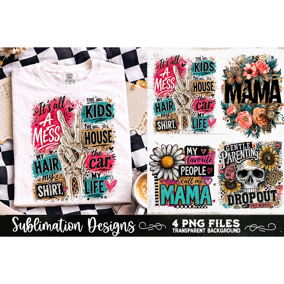 Trendy Mama PNG , Retro Collage Mama 4 Designs Sublimation (6) 5