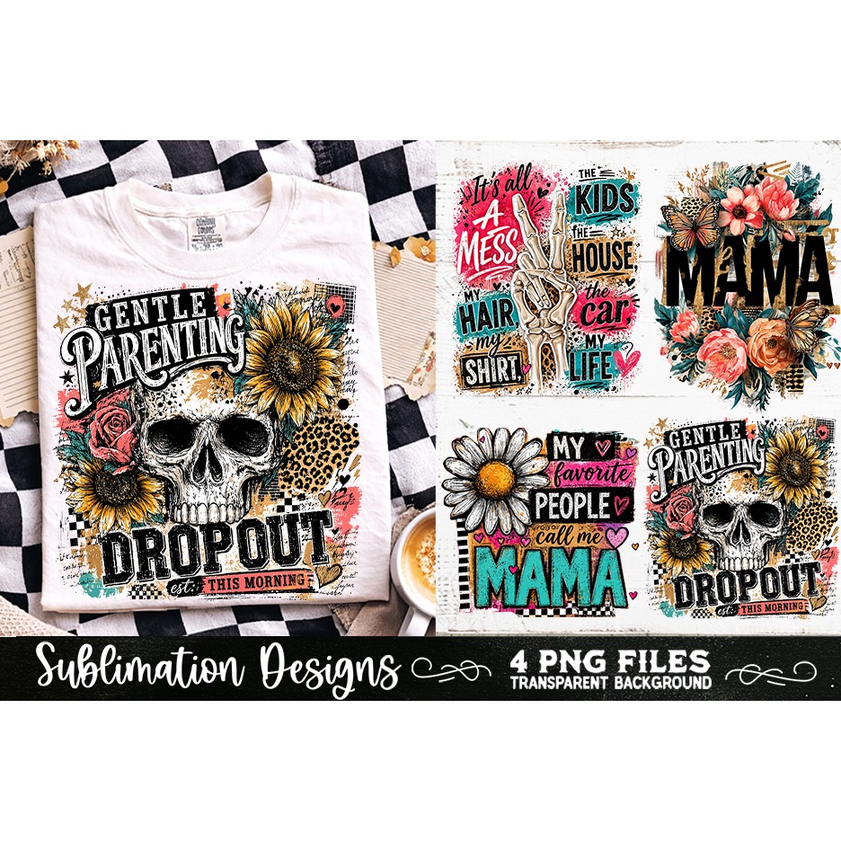 Trendy Mama PNG , Retro Collage Mama 4 Designs Sublimation (6) 8