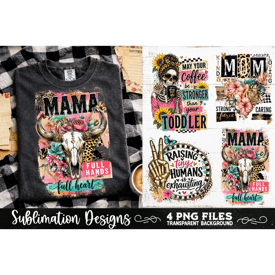 Trendy Mama PNG , Retro Collage Mama 4 Designs Sublimation (7)