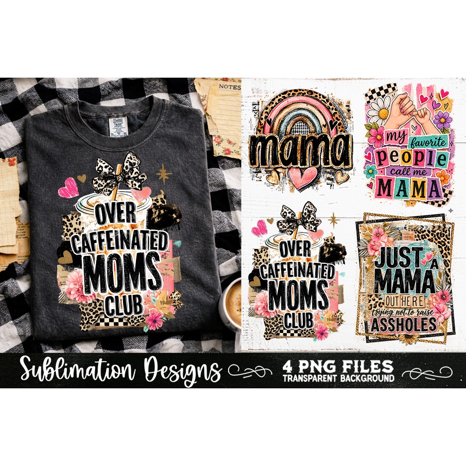 Trendy Mama PNG , Retro Collage Mama 4 Designs Sublimation 8