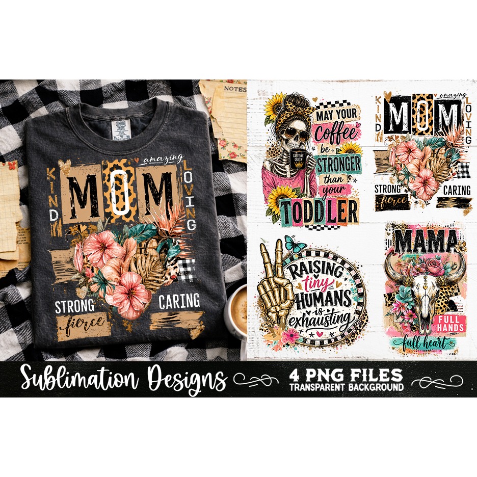 Trendy Mama PNG , Retro Collage Mama 4 Designs Sublimation (7) 7