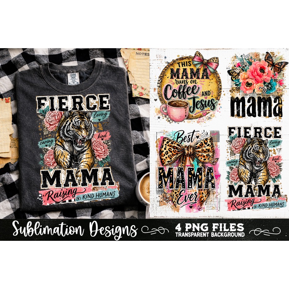 Trendy Mama PNG , Retro Collage Mama 4 Designs Sublimation (8)