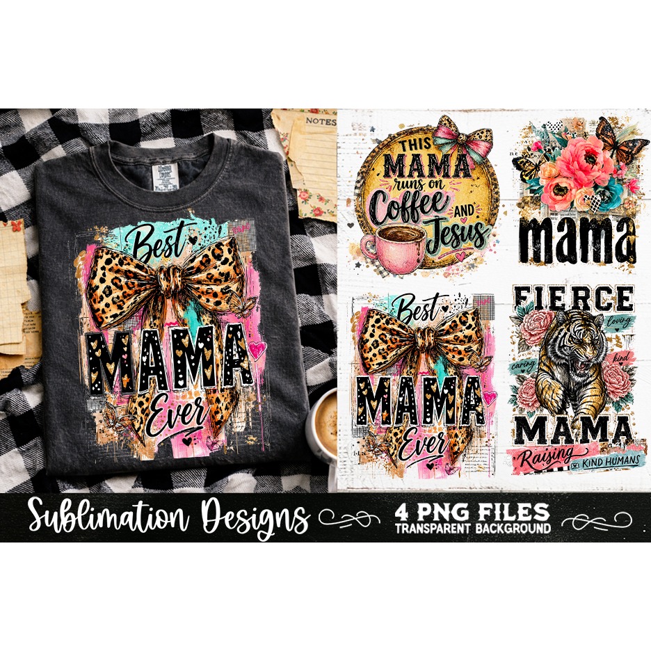 Trendy Mama PNG , Retro Collage Mama 4 Designs Sublimation (8) 2