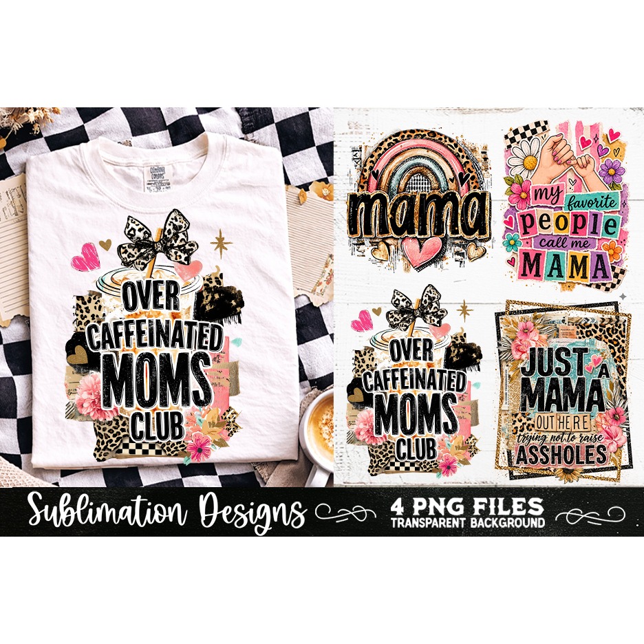 Trendy Mama PNG , Retro Collage Mama 4 Designs Sublimation 9