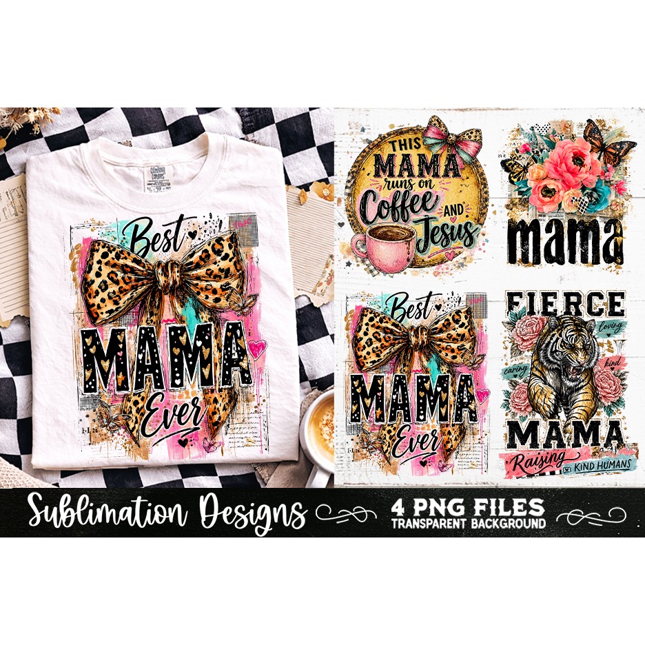 Trendy Mama PNG , Retro Collage Mama 4 Designs Sublimation (8) 3