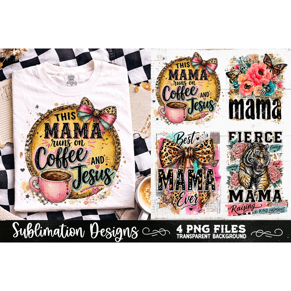 Trendy Mama PNG , Retro Collage Mama 4 Designs Sublimation (8) 4