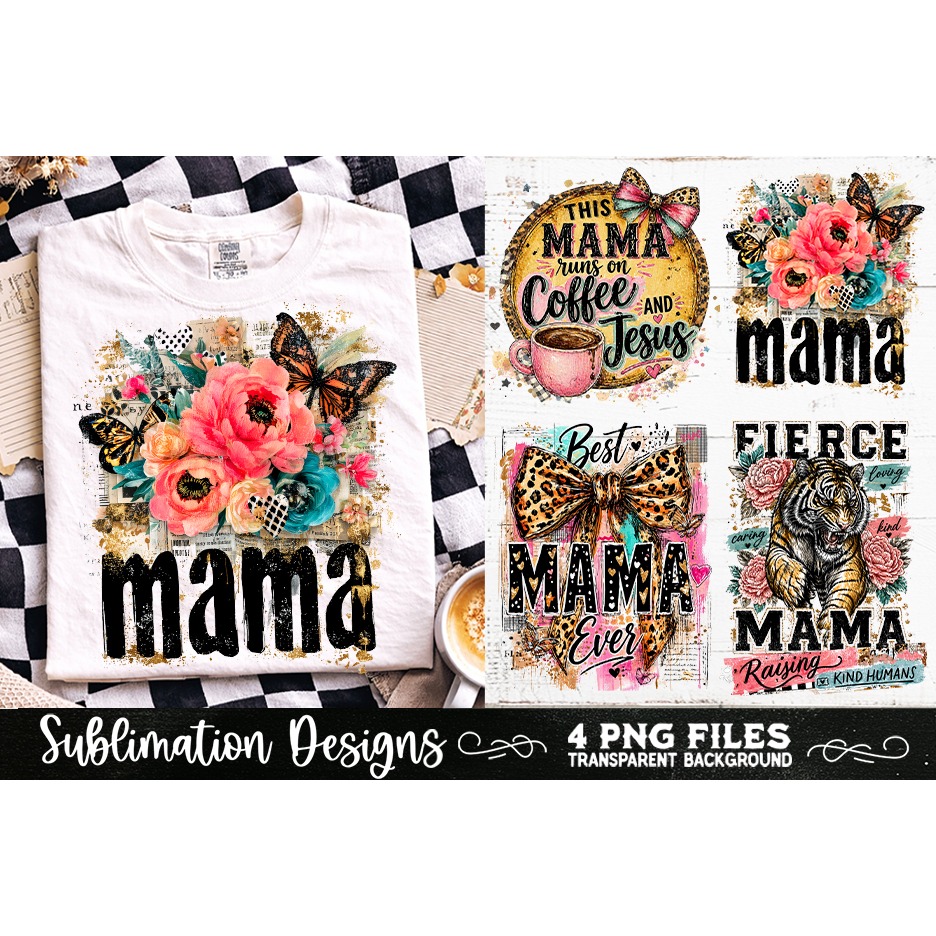 Trendy Mama PNG , Retro Collage Mama 4 Designs Sublimation (8) 6